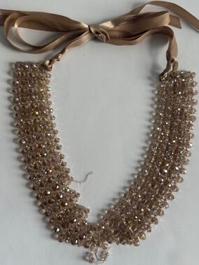Tasha Crystal Bead Collar Necklace in Champagne
